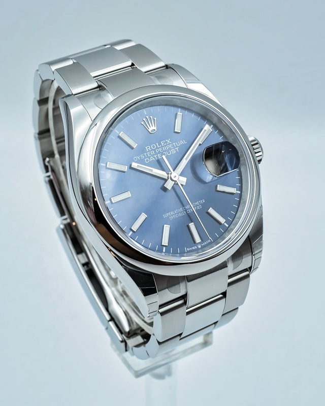 Rolex 126200 Datejust 36 with Blue Stick Dial on Oyster