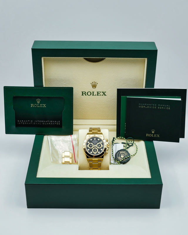 Rolex 116508 Cosmograph Daytona 18K Yellow Gold with Black Diamond Dial