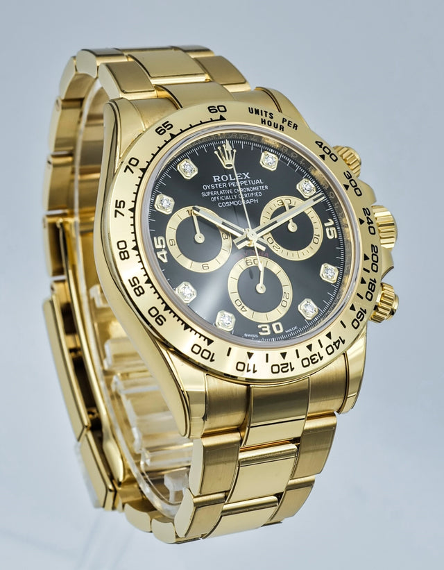 Rolex 116508 Cosmograph Daytona 18K Yellow Gold with Black Diamond Dial