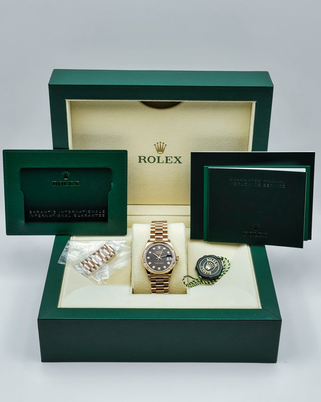 Rolex 278275 Datejust Rose Gold with Chocolate Diamond Dial on President