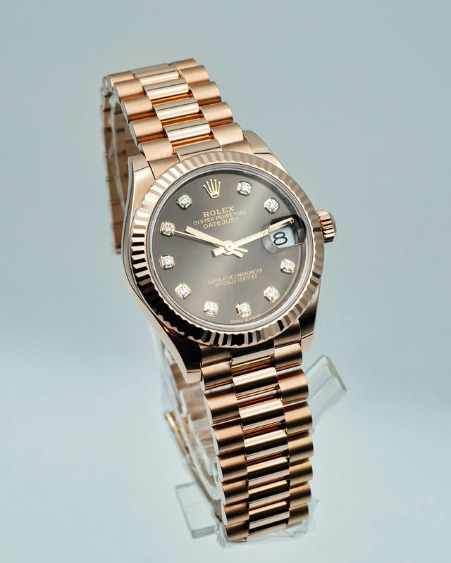 Rolex 278275 Datejust Rose Gold with Chocolate Diamond Dial on President