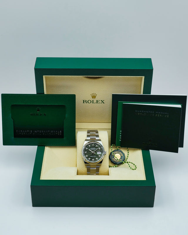 Rolex 126234 Datejust with Olive Green Palm Motif Dial on Oyster