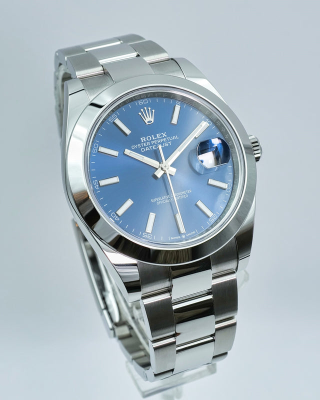 Rolex 126300 Datejust 41 with Blue Stick Dial on Oyster