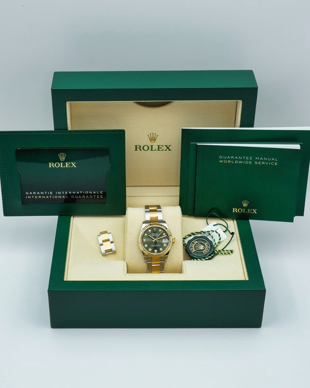 Rolex 278273 Datejust 18K/SS with Olive Green Diamond Dial on Oyster